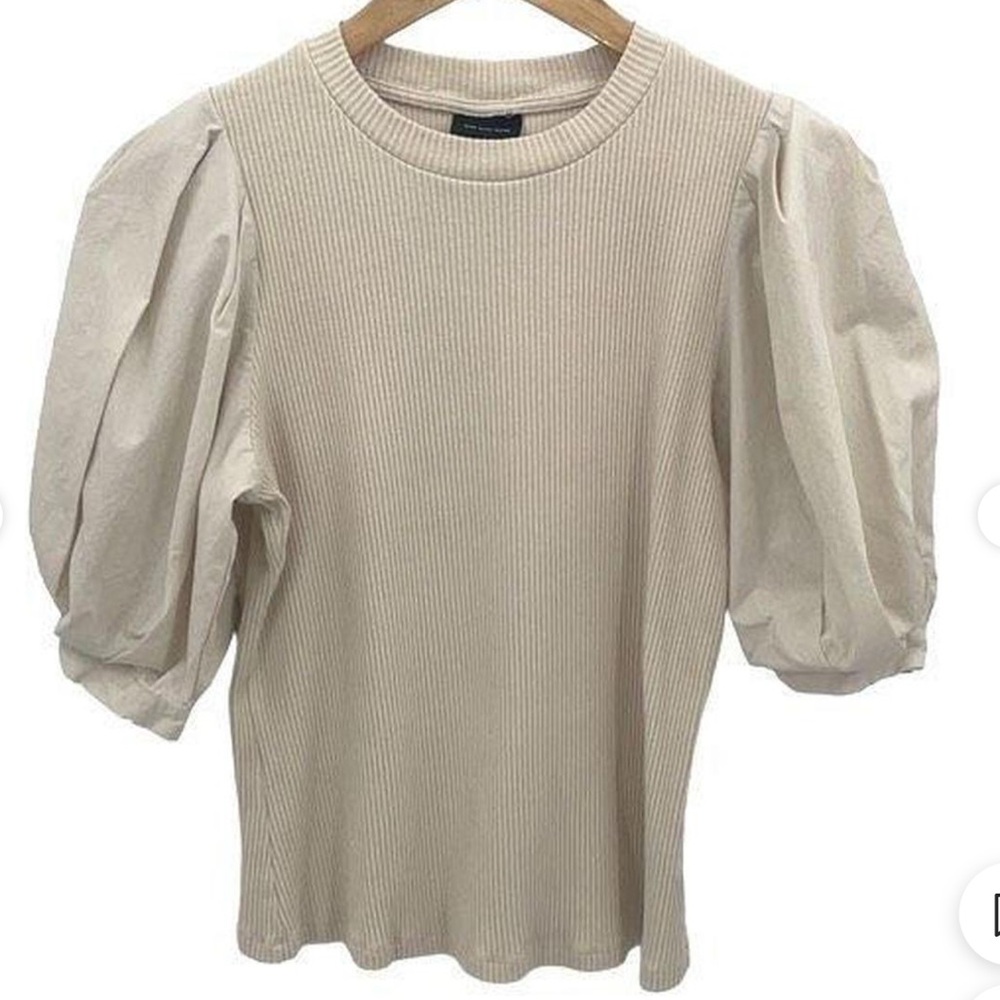 Who what wear Cream cotton Puff Sleeve Top XL - Picture 1 of 7
